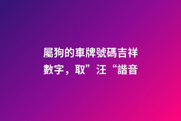 屬狗的車牌號碼吉祥數字，取”汪“諧音