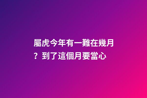 屬虎今年有一難在幾月？到了這個月要當心
