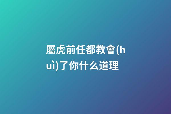 屬虎前任都教會(huì)了你什么道理