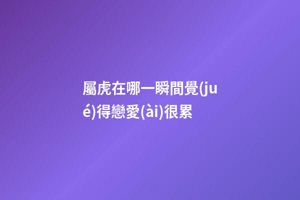 屬虎在哪一瞬間覺(jué)得戀愛(ài)很累