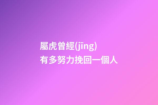 屬虎曾經(jīng)有多努力挽回一個人