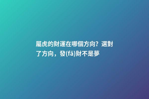 屬虎的財運在哪個方向？選對了方向，發(fā)財不是夢