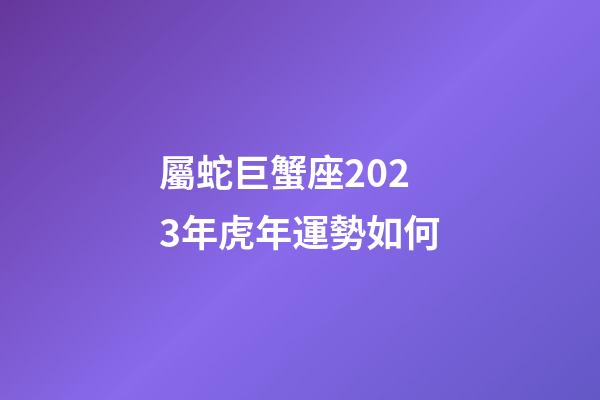 屬蛇巨蟹座2023年虎年運勢如何
