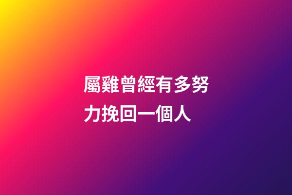 屬雞曾經有多努力挽回一個人