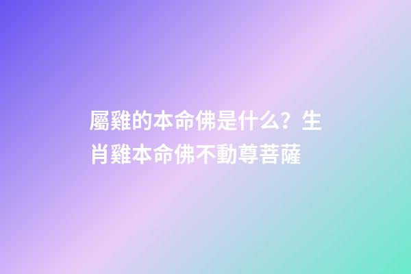 屬雞的本命佛是什么？生肖雞本命佛不動尊菩薩