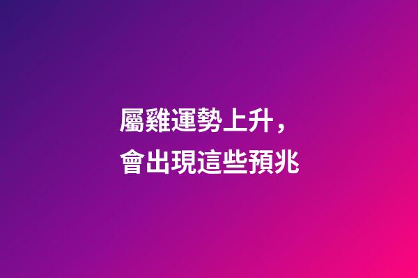 屬雞運勢上升，會出現這些預兆