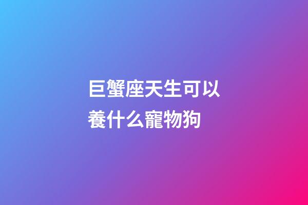 巨蟹座天生可以養什么寵物狗