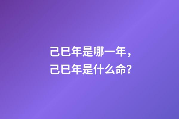 己巳年是哪一年，己巳年是什么命？