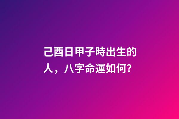 己酉日甲子時出生的人，八字命運如何？