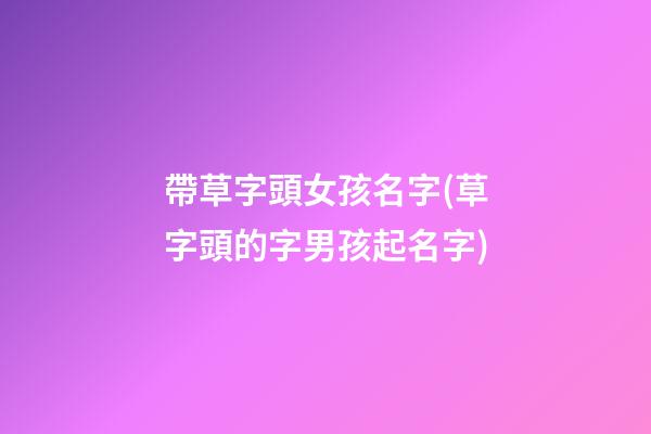 帶草字頭女孩名字(草字頭的字男孩起名字)