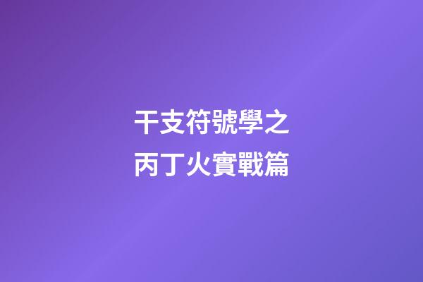 干支符號學之丙丁火實戰篇