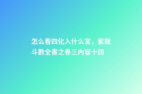 怎么看四化入什么宮，紫微斗數全書之卷三內容(貪狼、巨門、天相吉兇決等二十篇)十四-第1張-觀點-玄機派