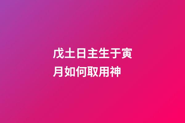 戊土日主生于寅月如何取用神?