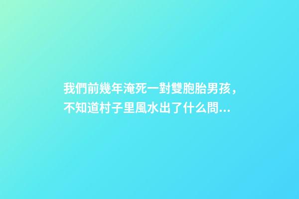 我們前幾年淹死一對雙胞胎男孩，不知道村子里風水出了什么問題導