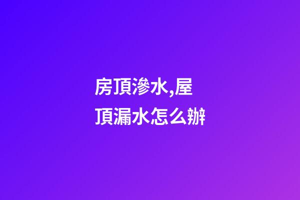 房頂滲水,屋頂漏水怎么辦-第1張-觀點(diǎn)-玄機(jī)派