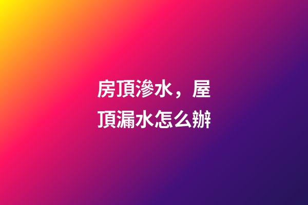 房頂滲水，屋頂漏水怎么辦-第1張-觀點(diǎn)-玄機(jī)派