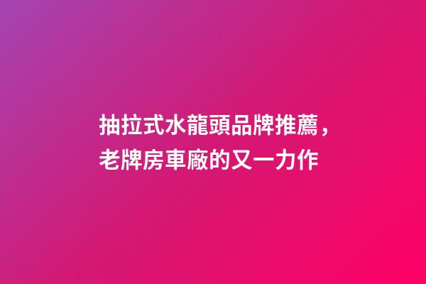 抽拉式水龍頭品牌推薦，老牌房車廠的又一力作-第1張-觀點-玄機派
