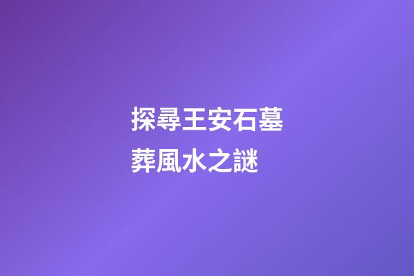 探尋王安石墓葬風水之謎