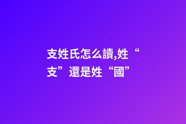 支姓氏怎么讀,姓“支”還是姓“國”-第1張-觀點-玄機派