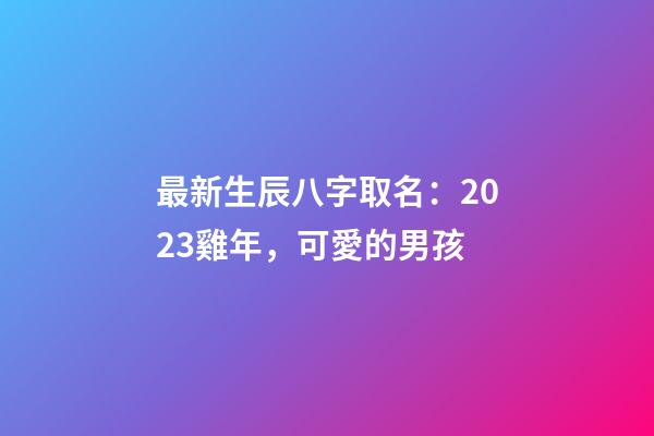 最新生辰八字取名：2023雞年，可愛的男孩