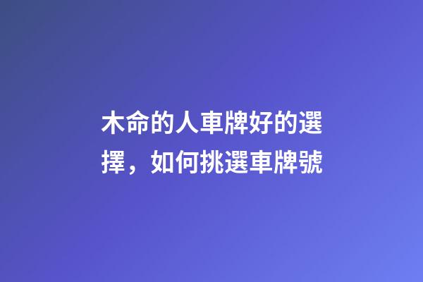 木命的人車牌好的選擇，如何挑選車牌號