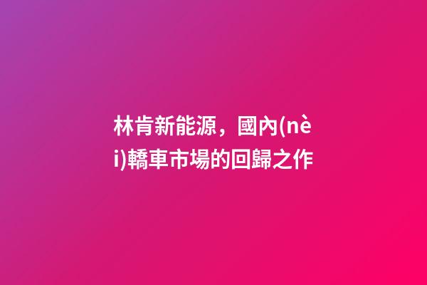 林肯新能源，國內(nèi)轎車市場的回歸之作-第1張-觀點-玄機派