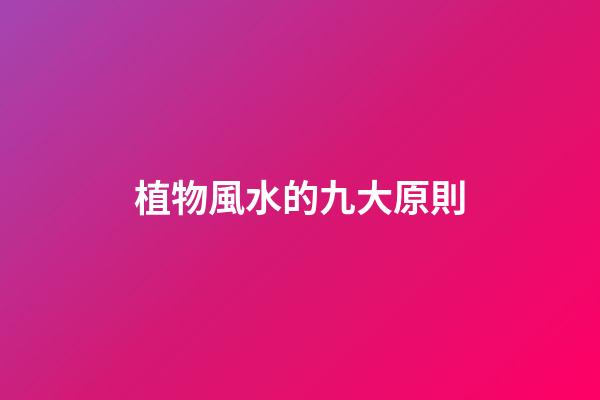 植物風水的九大原則