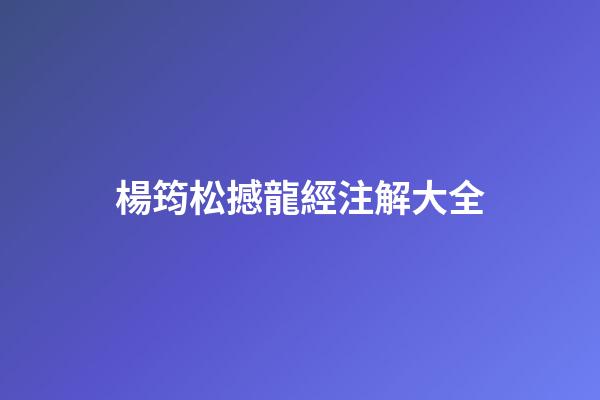 楊筠松撼龍經注解大全