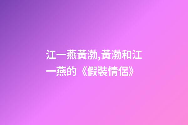 江一燕黃渤,黃渤和江一燕的《假裝情侶》-第1張-觀點-玄機派