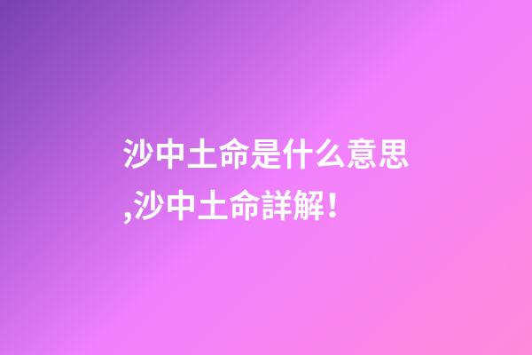 沙中土命是什么意思,沙中土命詳解！