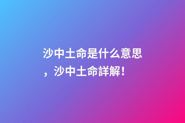 沙中土命是什么意思，沙中土命詳解！