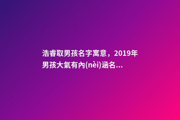 浩睿取男孩名字寓意，2019年男孩大氣有內(nèi)涵名字大全-第1張-觀點(diǎn)-玄機(jī)派