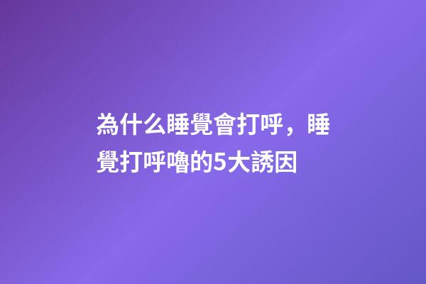 為什么睡覺會打呼，睡覺打呼嚕的5大誘因-第1張-觀點-玄機派