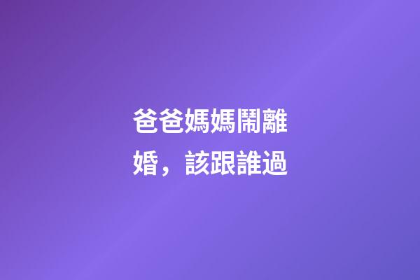 爸爸媽媽鬧離婚，該跟誰過