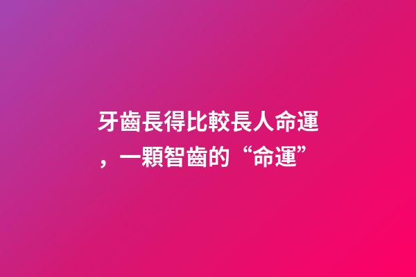 牙齒長得比較長人命運，一顆智齒的“命運”-第1張-觀點-玄機派