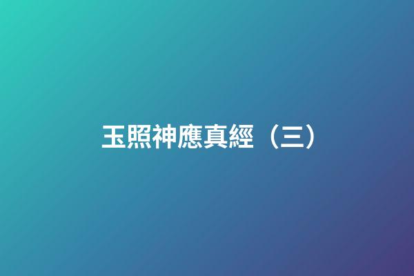 玉照神應真經（三）