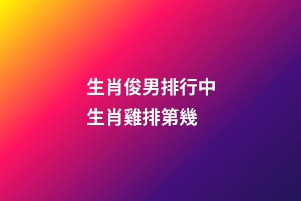 生肖俊男排行中生肖雞排第幾