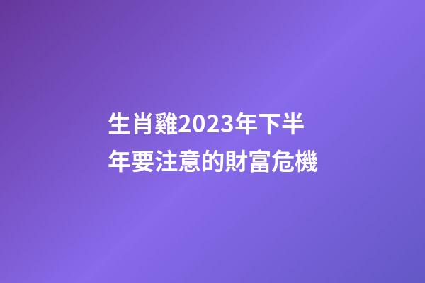 生肖雞2023年下半年要注意的財富危機