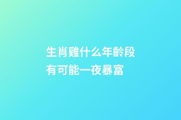 生肖雞什么年齡段有可能一夜暴富