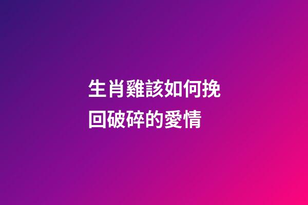 生肖雞該如何挽回破碎的愛情