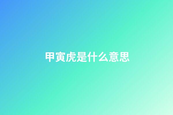 甲寅虎是什么意思