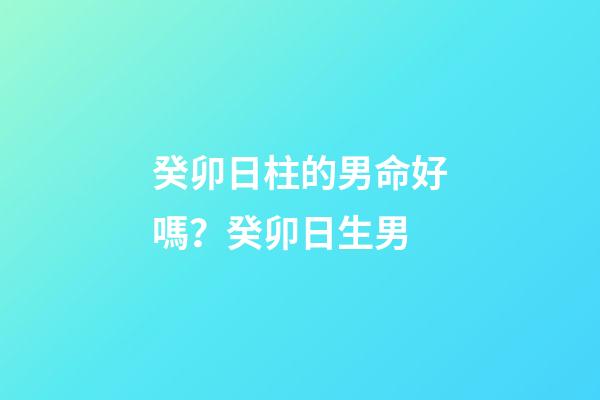 癸卯日柱的男命好嗎？癸卯日生男