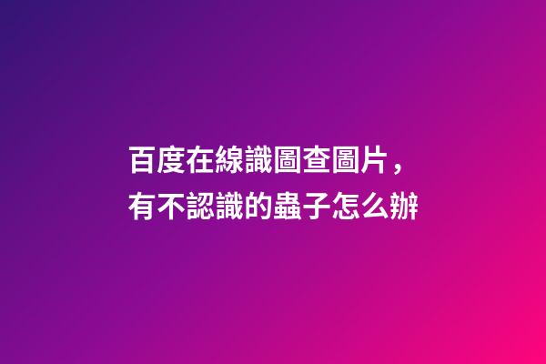 百度在線識圖查圖片，有不認識的蟲子怎么辦