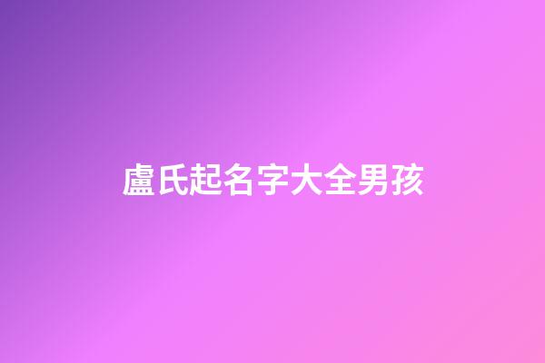 盧氏起名字大全男孩(盧氏起名字大全男孩盧宇翔)