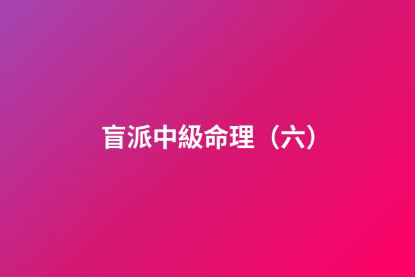 盲派中級命理（六）