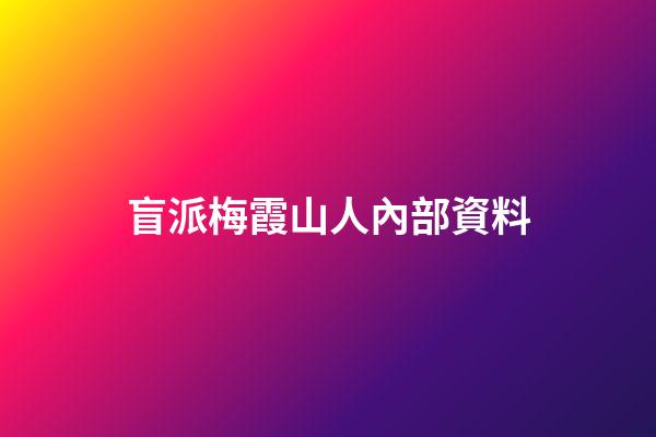 盲派梅霞山人內部資料