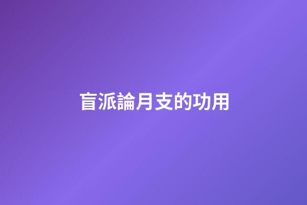 盲派論月支的功用