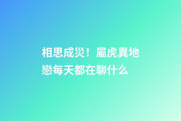 相思成災！屬虎異地戀每天都在聊什么