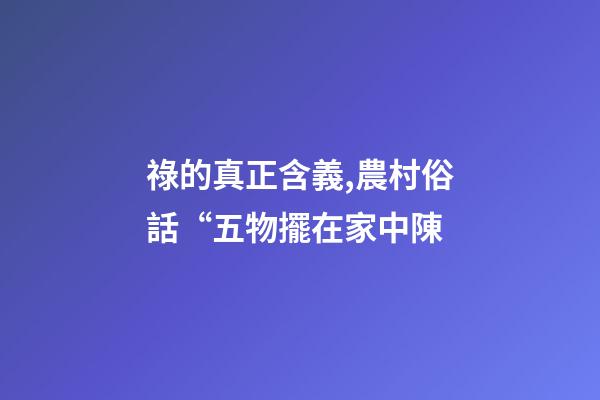 祿的真正含義,農村俗話“五物擺在家中陳-第1張-觀點-玄機派