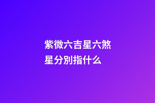 紫微六吉星六煞星分別指什么
